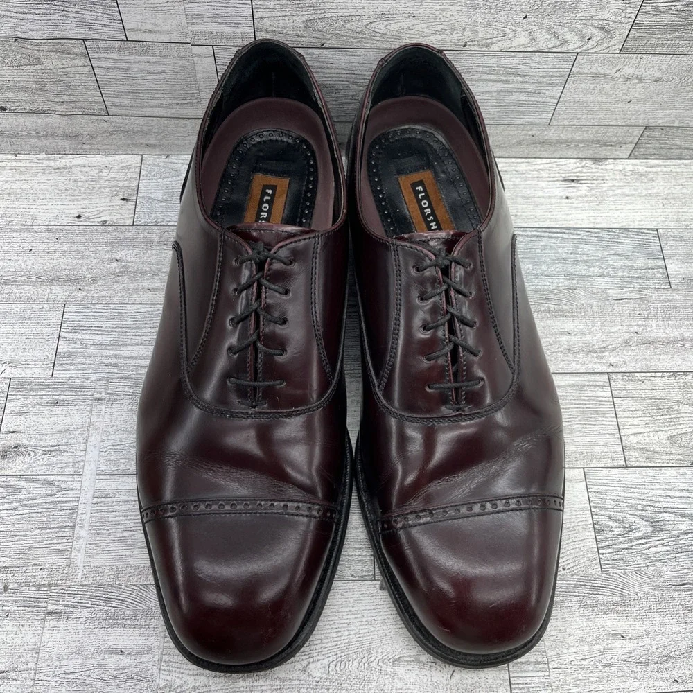 Florsheim Lexington Burgundy Leather Cap Toe Oxford Dress Shoes Men‎ Size 11.5D